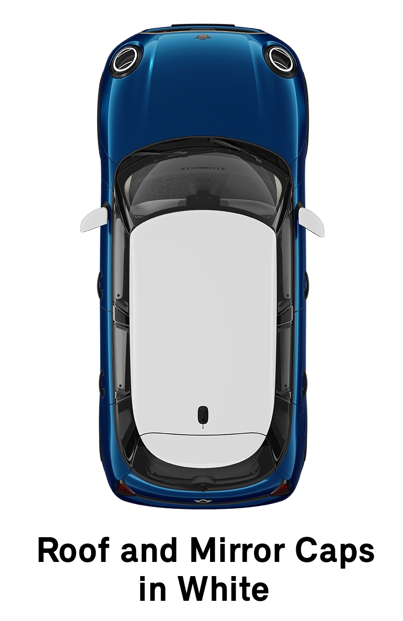 MINI krov: Beli krov i poklopci retrovizora