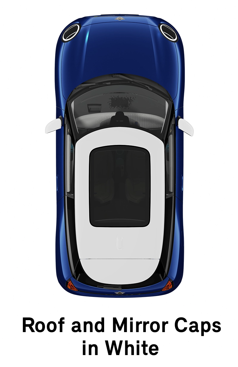 MINI krov: Beli krov i poklopci retrovizora