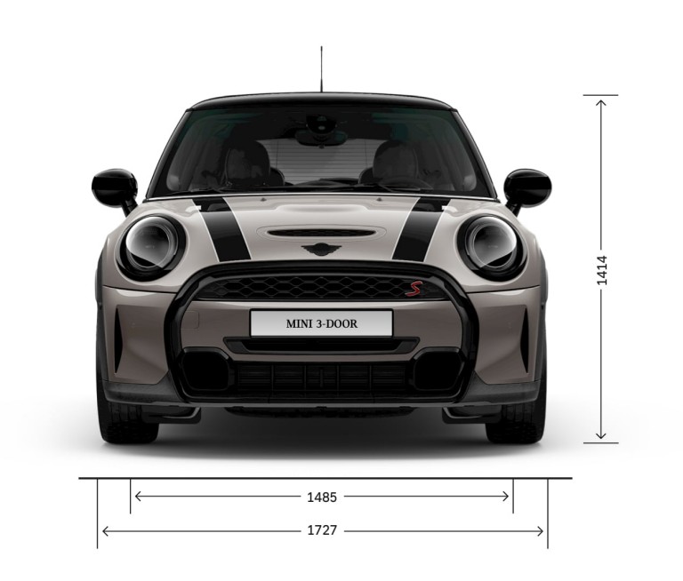 MINI Hatch 3 vrata – izgled spreda – dimenzije