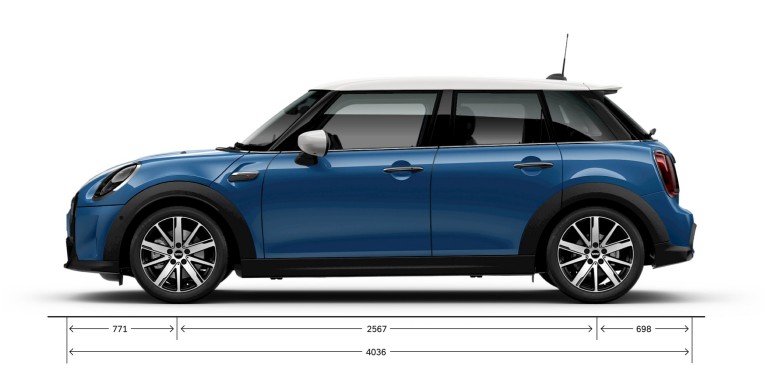 MINI Hatch 5-vrta– bočni izgled – dimenzije