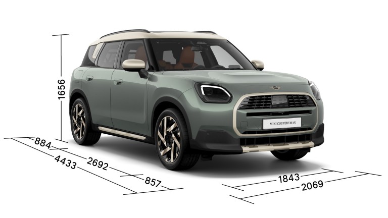 MINI Countryman – dimenzije - tročetvrtinski prikaz